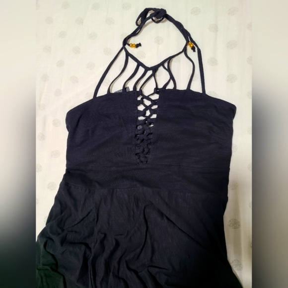 Strappy Asymmetrical Faux Wrap Halter Maxi Dress - Picture 4 of 5